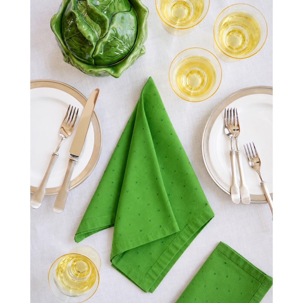 Kate Spade Larabee Dot Cloth Napkins Set 4 Green Swiss Dot Vintage Rare